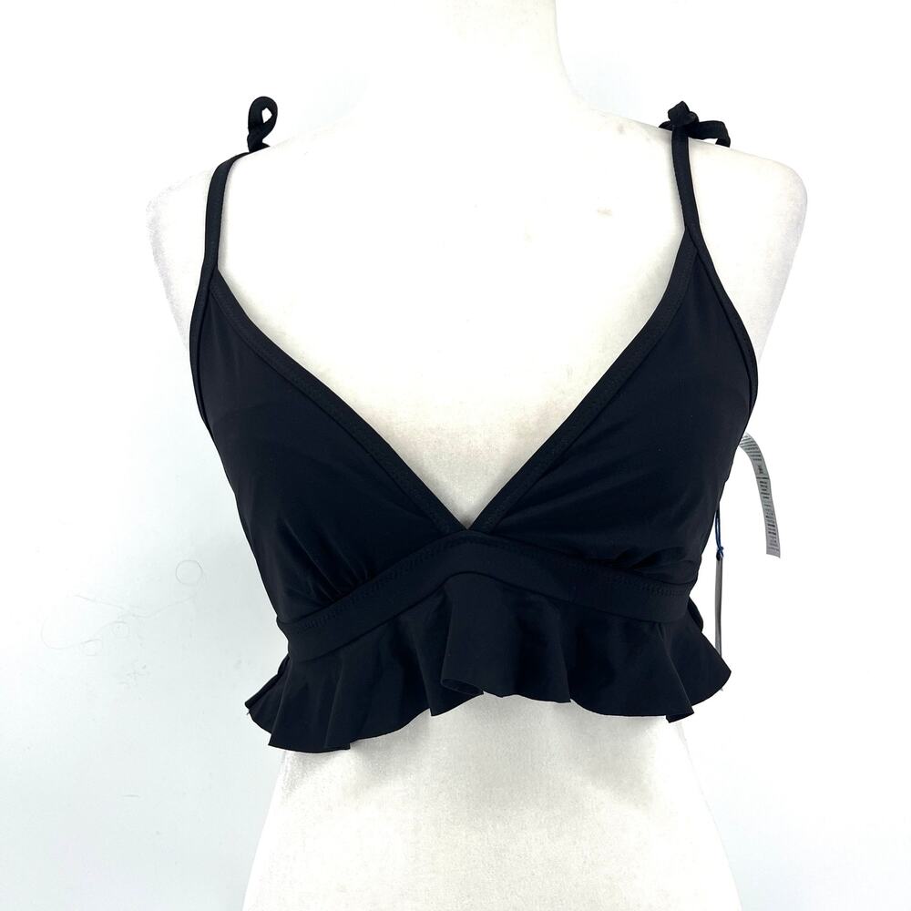 Hanky Panky NWT Black Ruffled Bikini Top Adjustable Strap‎ M